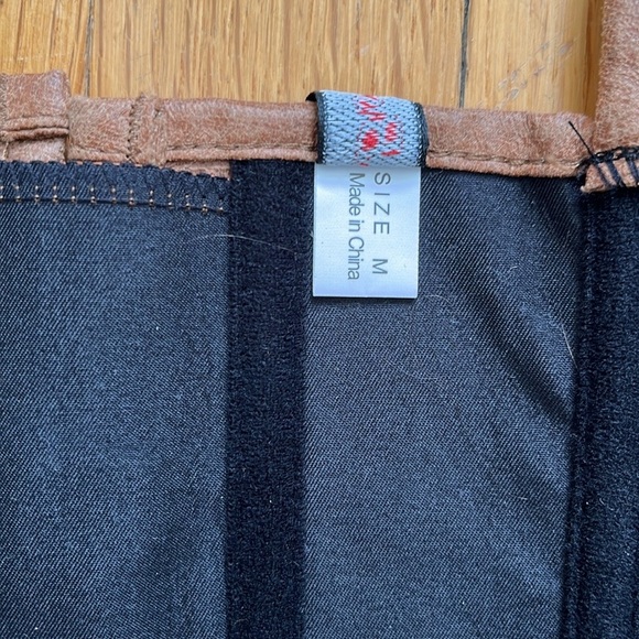 Leather-Look Bodice / Corset Top / Stays Brown Tan Fits Like XS / S Lace Up - Picture 10 of 14